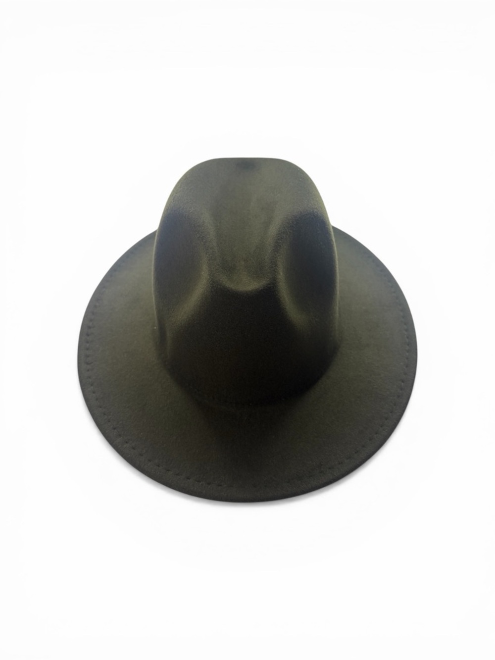 Dark Olive Wide-Brimmed Felt Fedora,  Mountain,  Stage Big Brim , Panama hat - Picture 6 of 7